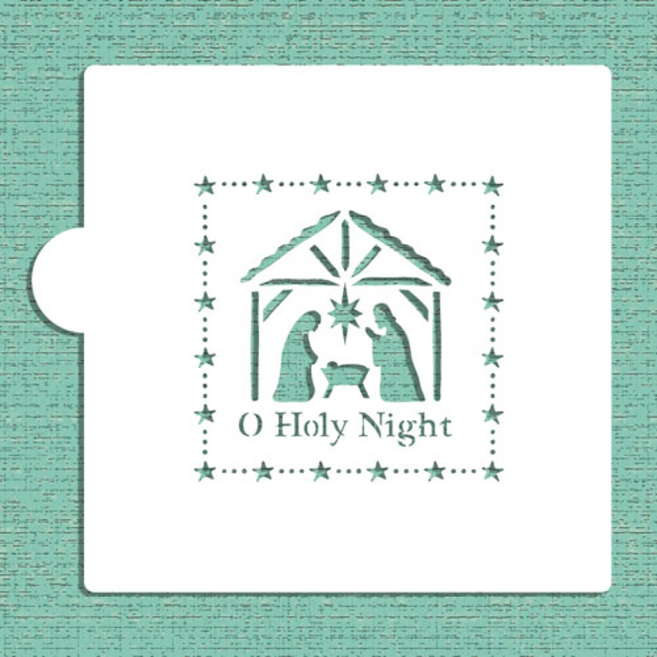 O Holy Night Nativity Scene Cookie &#x26; Craft Stencil | CM034 by Designer Stencils | Cookie Decorating Tools | Baking Stencils for Royal Icing, Airbrush, Dusting Powder | Craft Stencils for Canvas, Paper, Wood | Reusable Food Grade Stencil